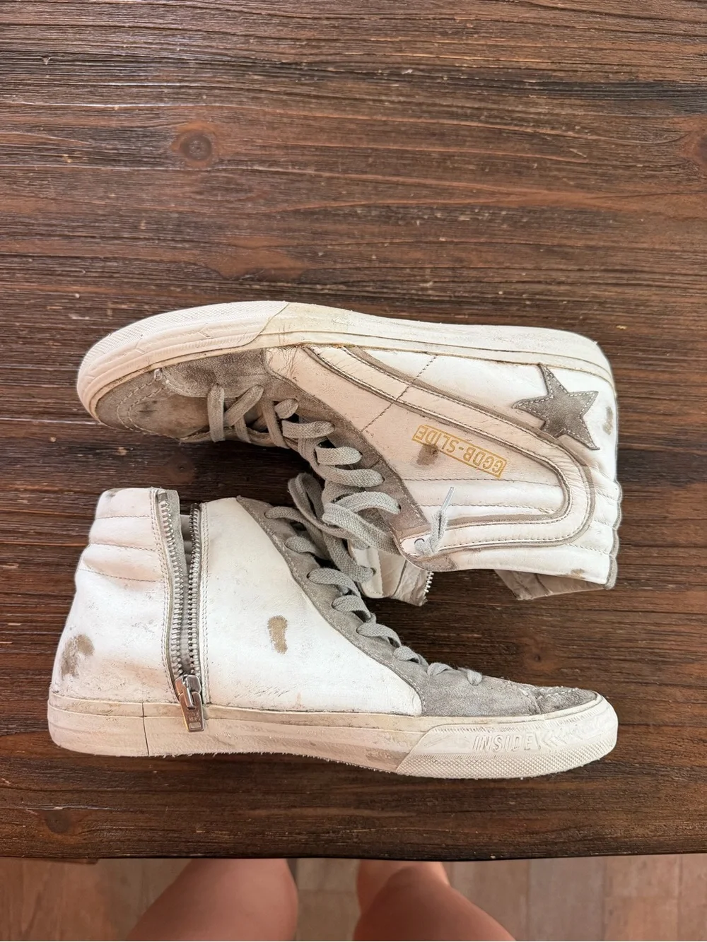 GGDB-Style Cream & Beige High-Top Sneaker for Women
